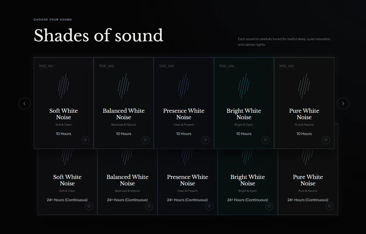 BlackScreenNoise sound selection screen